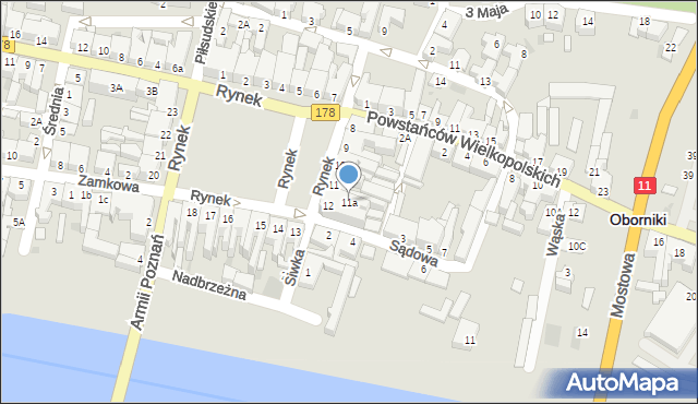 Oborniki, Rynek, 11a, mapa Oborniki