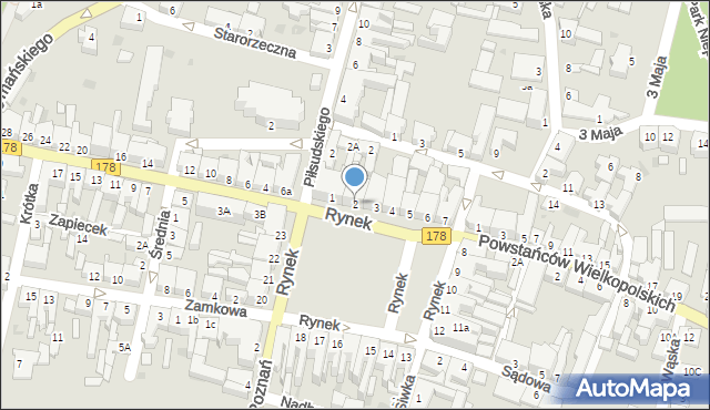 Oborniki, Rynek, 2, mapa Oborniki