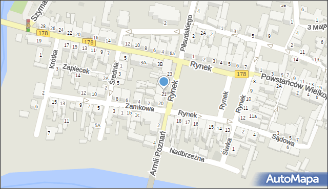 Oborniki, Rynek, 21, mapa Oborniki