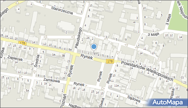 Oborniki, Rynek, 3, mapa Oborniki