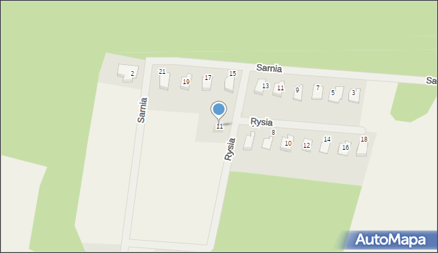 Obrowo, Rysia, 11, mapa Obrowo