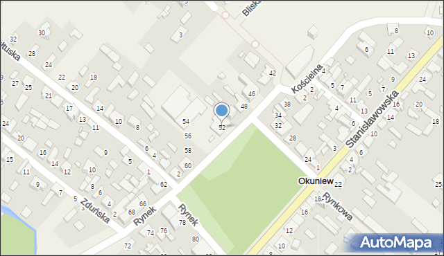 Okuniew, Rynek, 52, mapa Okuniew