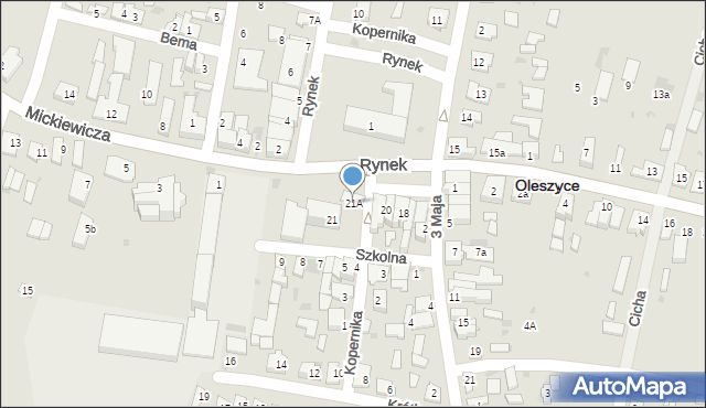 Oleszyce, Rynek, 21A, mapa Oleszyce