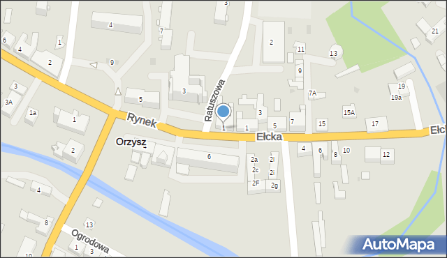 Orzysz, Rynek, 1, mapa Orzysz