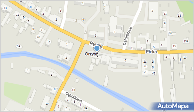 Orzysz, Rynek, 4, mapa Orzysz