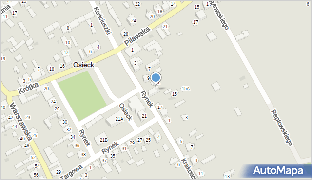 Osieck, Rynek, 13, mapa Osieck