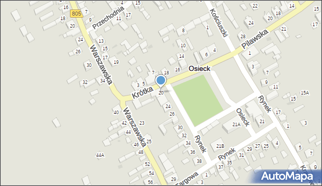 Osieck, Rynek, 20, mapa Osieck