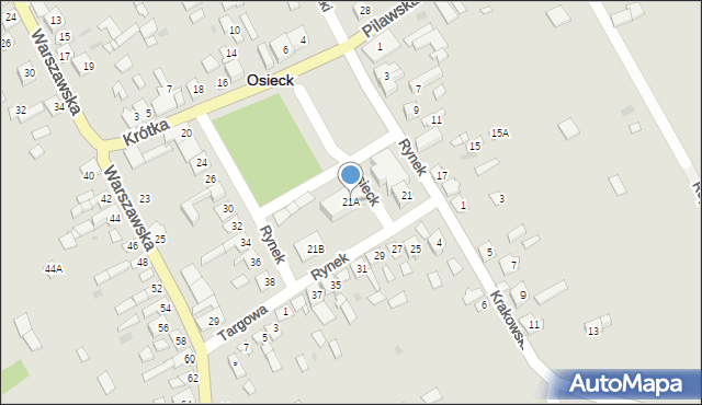 Osieck, Rynek, 21A, mapa Osieck