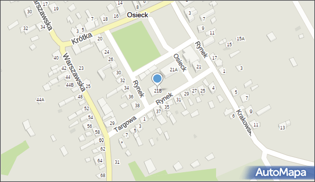 Osieck, Rynek, 21B, mapa Osieck