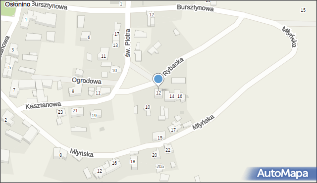 Osłonino, Rybacka, 12, mapa Osłonino