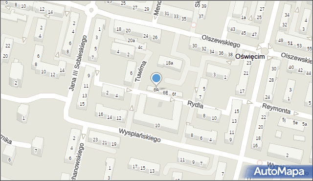 Oświęcim, Rydla Lucjana, 6A, mapa Oświęcimia