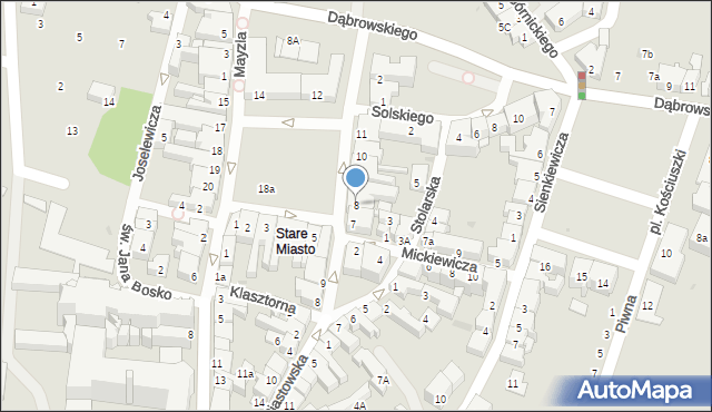 Oświęcim, Rynek Główny, 8, mapa Oświęcimia