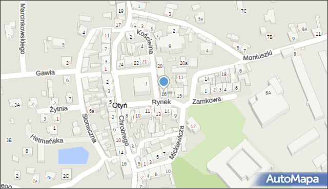 Otyń, Rynek, 16, mapa Otyń