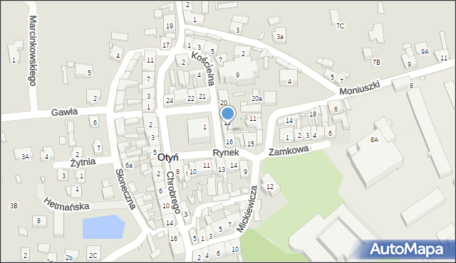 Otyń, Rynek, 17, mapa Otyń