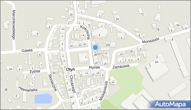 Otyń, Rynek, 18, mapa Otyń