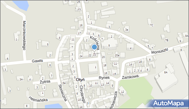 Otyń, Rynek, 21, mapa Otyń