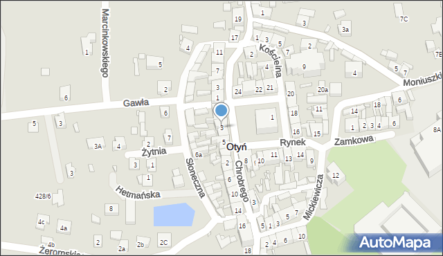 Otyń, Rynek, 3, mapa Otyń