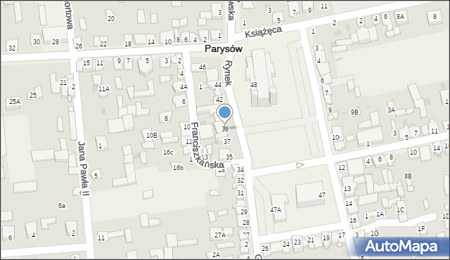 Parysów, Rynek, 38, mapa Parysów