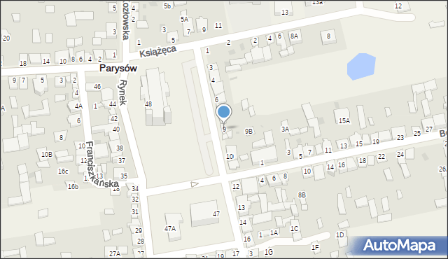 Parysów, Rynek, 9, mapa Parysów