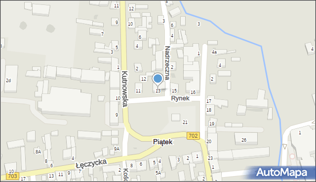 Piątek, Rynek, 13, mapa Piątek