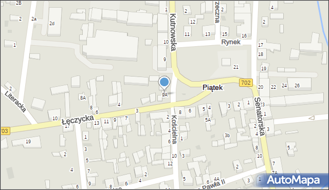 Piątek, Rynek, 9A, mapa Piątek