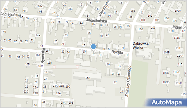 Piekary Śląskie, Rychla, 13, mapa Piekary Śląskie