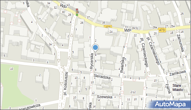 Piotrków Trybunalski, Rycerska, 4, mapa Piotrków Trybunalski