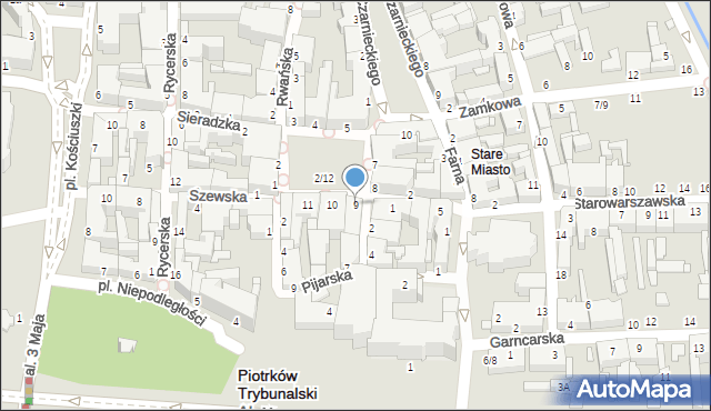 Piotrków Trybunalski, Rynek Trybunalski, 9, mapa Piotrków Trybunalski