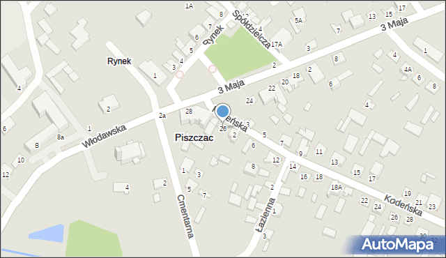 Piszczac, Rynek, 26, mapa Piszczac