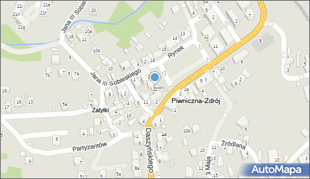 Piwniczna-Zdrój, Rynek, 22, mapa Piwniczna-Zdrój