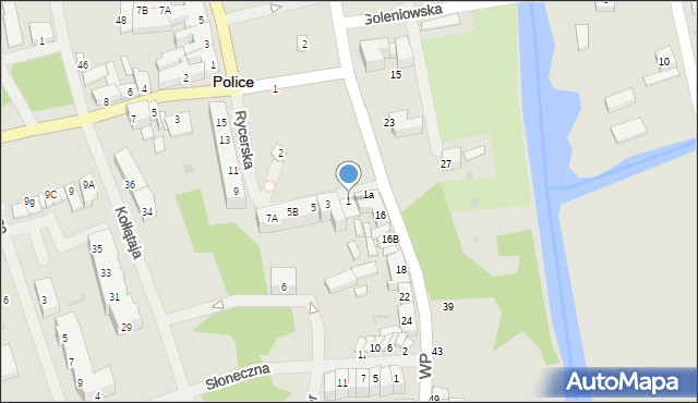 Police, Rycerska, 1, mapa Police