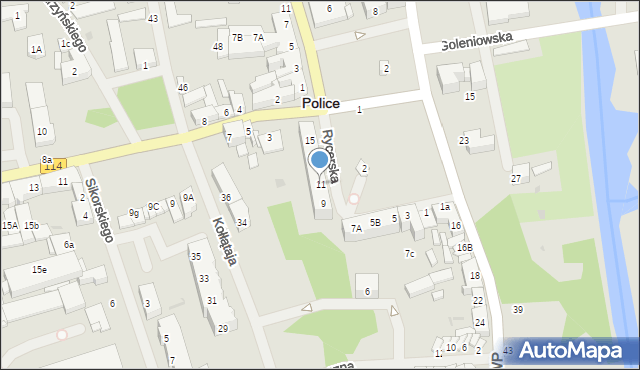 Police, Rycerska, 11, mapa Police