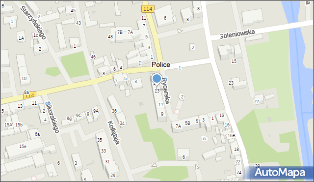 Police, Rycerska, 13, mapa Police