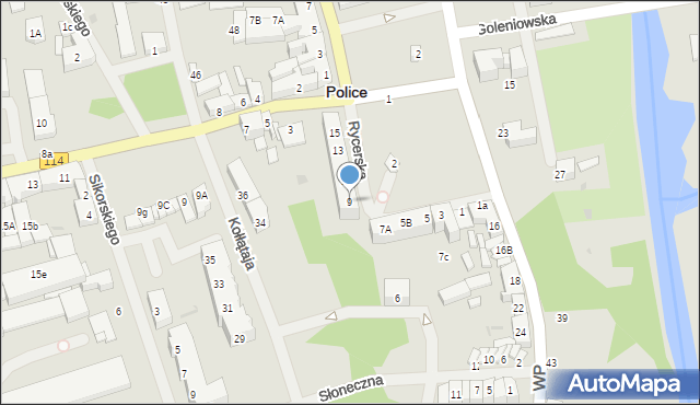 Police, Rycerska, 9, mapa Police