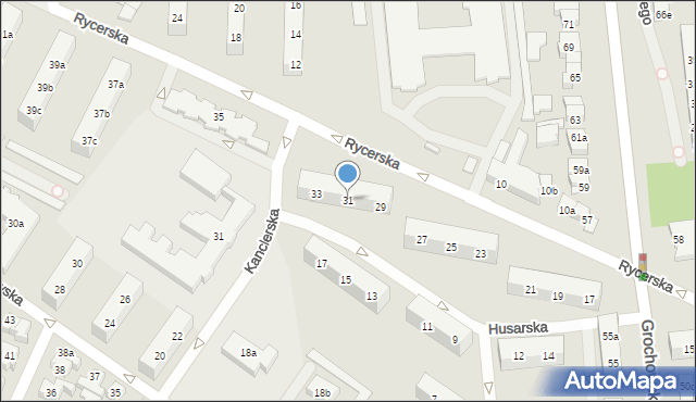 Poznań, Rycerska, 31, mapa Poznania