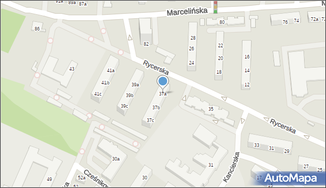 Poznań, Rycerska, 37a, mapa Poznania