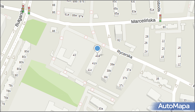 Poznań, Rycerska, 41a, mapa Poznania