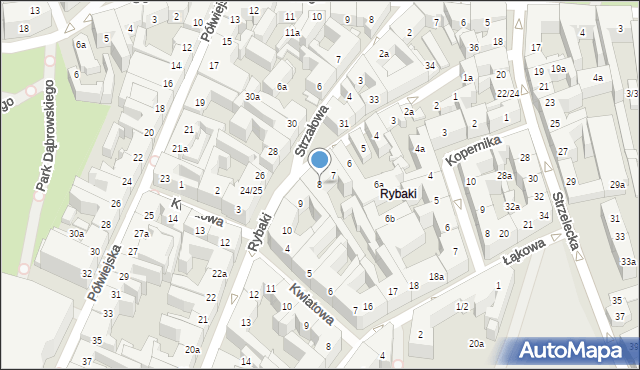 Poznań, Rybaki, 8, mapa Poznania