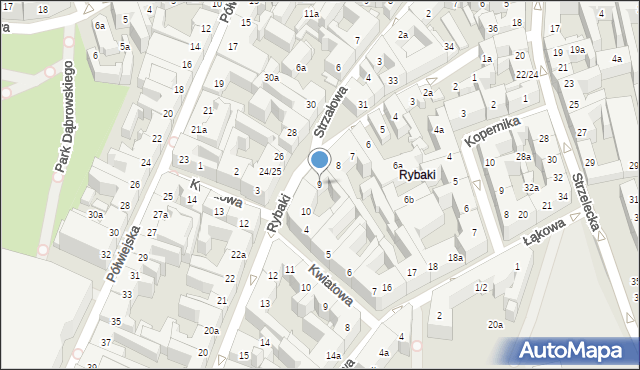 Poznań, Rybaki, 9, mapa Poznania