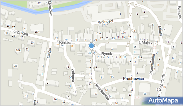 Prochowice, Rynek, 31-32, mapa Prochowice