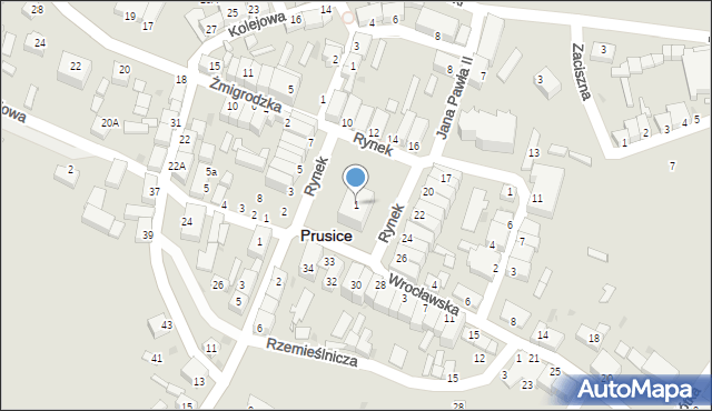 Prusice, Rynek, 1, mapa Prusice