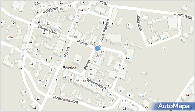 Prusice, Rynek, 20, mapa Prusice