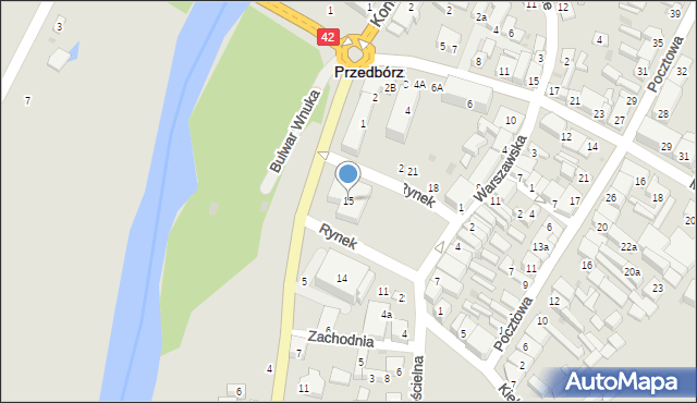 Przedbórz, Rynek, 15, mapa Przedbórz