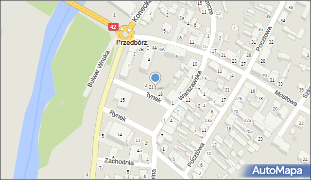 Przedbórz, Rynek, 20, mapa Przedbórz