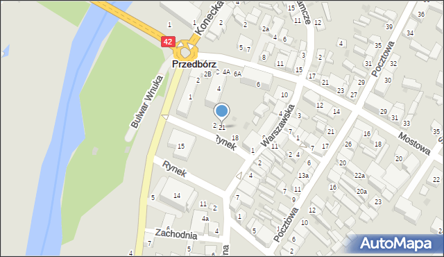 Przedbórz, Rynek, 21, mapa Przedbórz