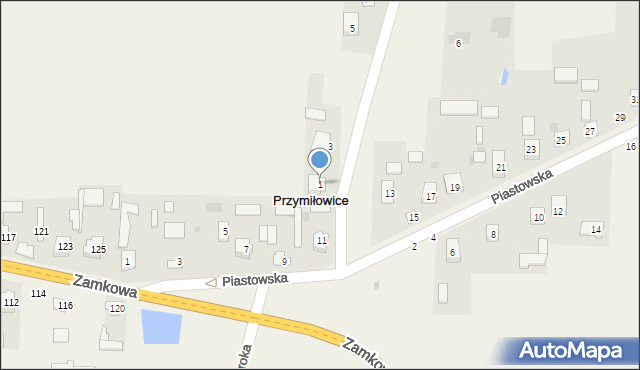 Przymiłowice, Rycerska, 1, mapa Przymiłowice