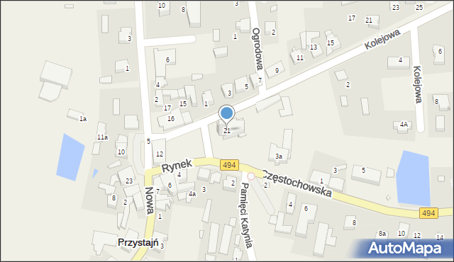 Przystajń, Rynek, 21, mapa Przystajń