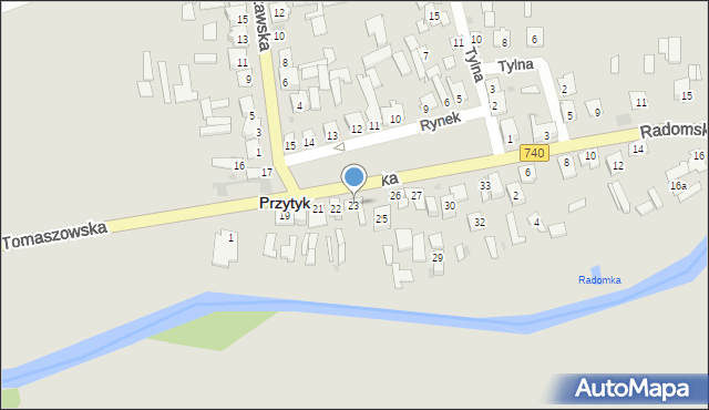 Przytyk, Rynek, 23, mapa Przytyk