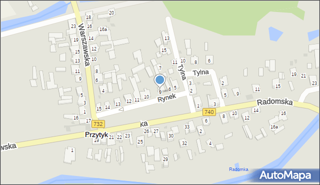 Przytyk, Rynek, 9, mapa Przytyk