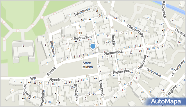 Pszczyna, Rynek, 7, mapa Pszczyny